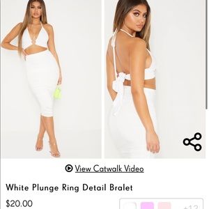 white plunge ring detail bralet